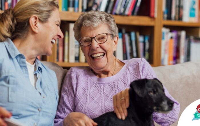 Through dementia care at home, a caregiver provides support to a senior.