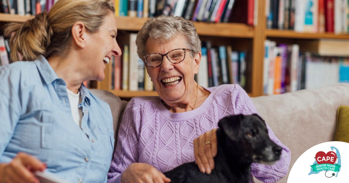 Through dementia care at home, a caregiver provides support to a senior.