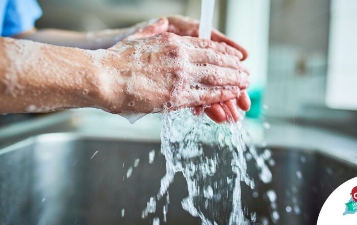 Observing hand hygiene as a part of caregiver wellness during flu season.