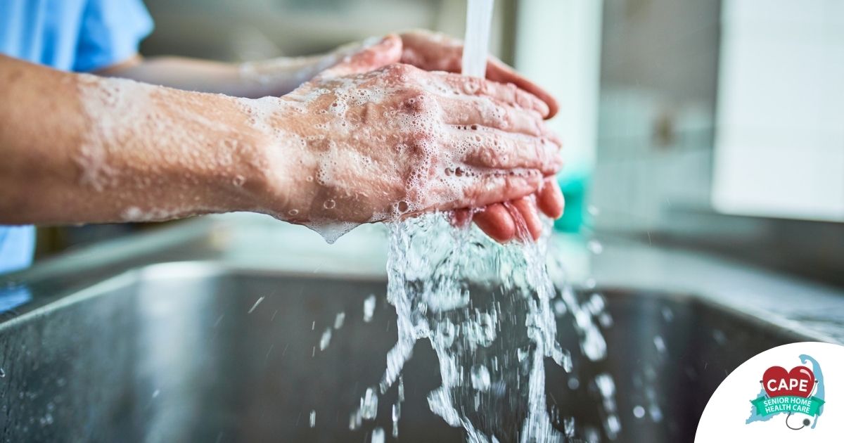 Observing hand hygiene as a part of caregiver wellness during flu season.